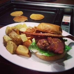 strips of bacon in a burger