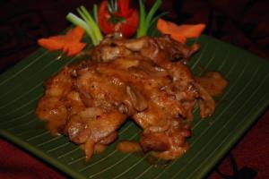 drunken chicken in mushroom brown sauce