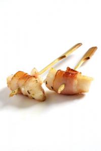 Cobbler Fish with Bacon and Rosemary Skewers