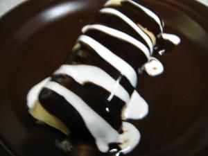 BANANA CREPE with CAROB SAUCE and SOYA CREAM